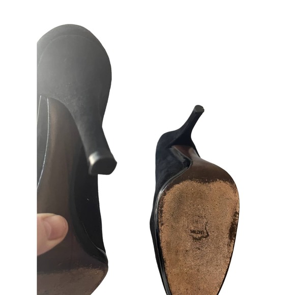 Stuart Weitzman Black Suede Classic Platform Pumps Heels Shoes EUC Sz. 8 - Picture 4 of 7